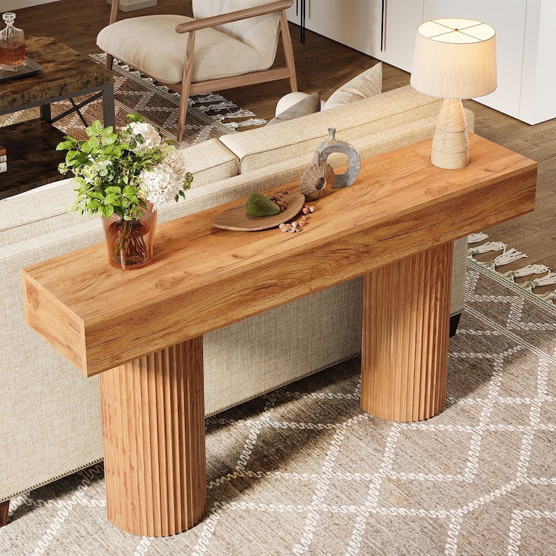 63-Inch Farmhouse Console Table for Entryway, Long Narrow Sofa Table -Rustic Brown - 11.81"D x 62.99"W x 33.46"H