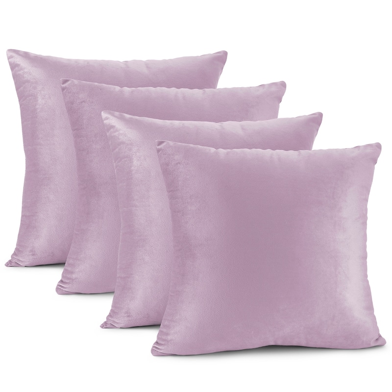 Nestl Solid Microfiber Soft Velvet Throw Pillow Cover (Set of 4) - 18" x 18" - Light Gray Lavender