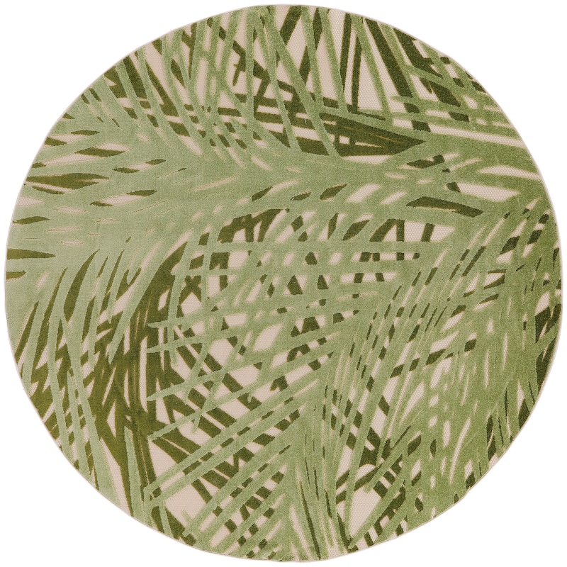 Nourison Aloha Indoor/Outdoor Nature Area Rug - 7'10" x Round - Ivory/Green