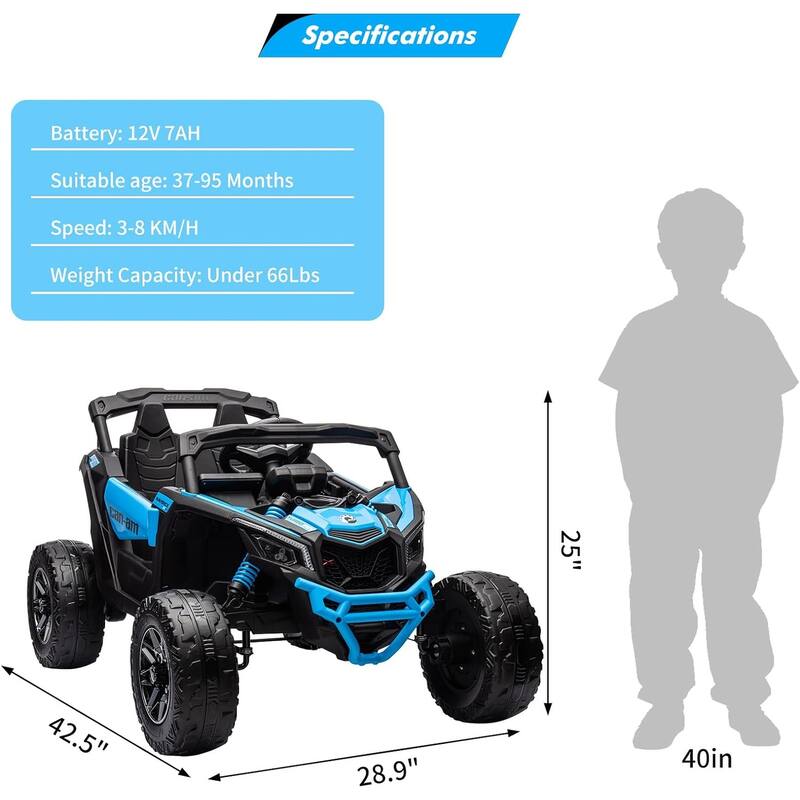 12V Ride on UTV Car, Licensed Can-Am Electric Off-Road Car, Ride on Truck Car for Kids