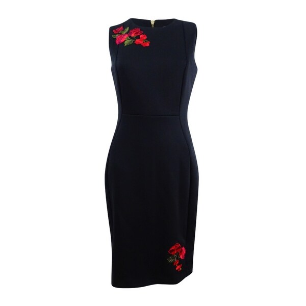 calvin klein embroidered sheath dress