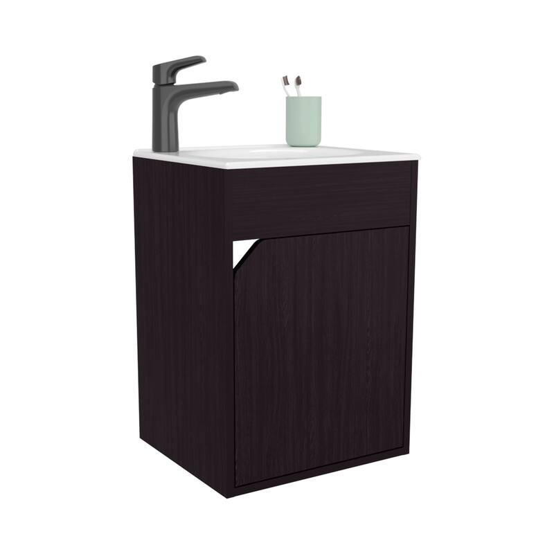 Nelson Bathroom Floating Vanity with a Door, Wengue