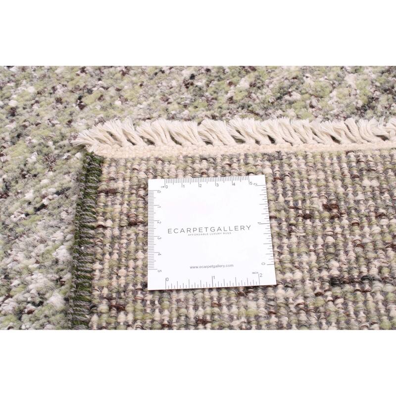 ECARPETGALLERY Hand-knotted Silk Shadow Light Green Wool Rug - 7'11 x 10'5