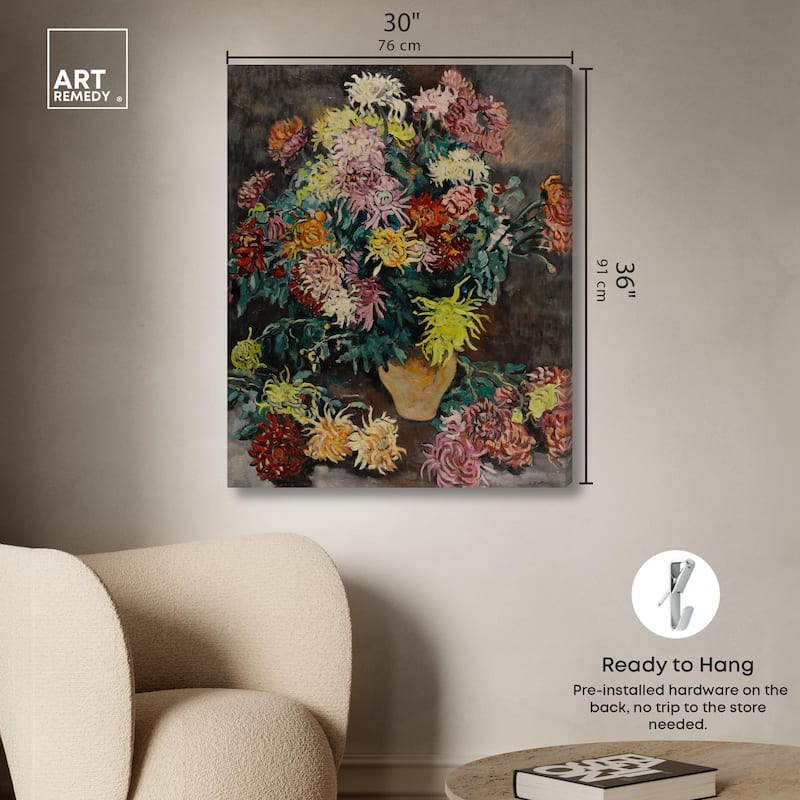Louis Valtat Dahlias Canvas by Art Remedy, Gallery Wrapped