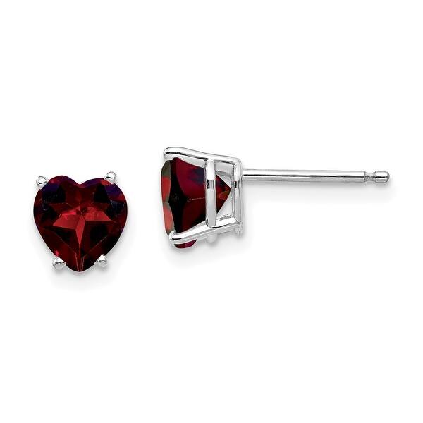 Natural 5mm Heart Cut Garnet .925 Silver Stud Earrings Natural 5mm Heart Cut Garnet .925 Silver Stud Earrings