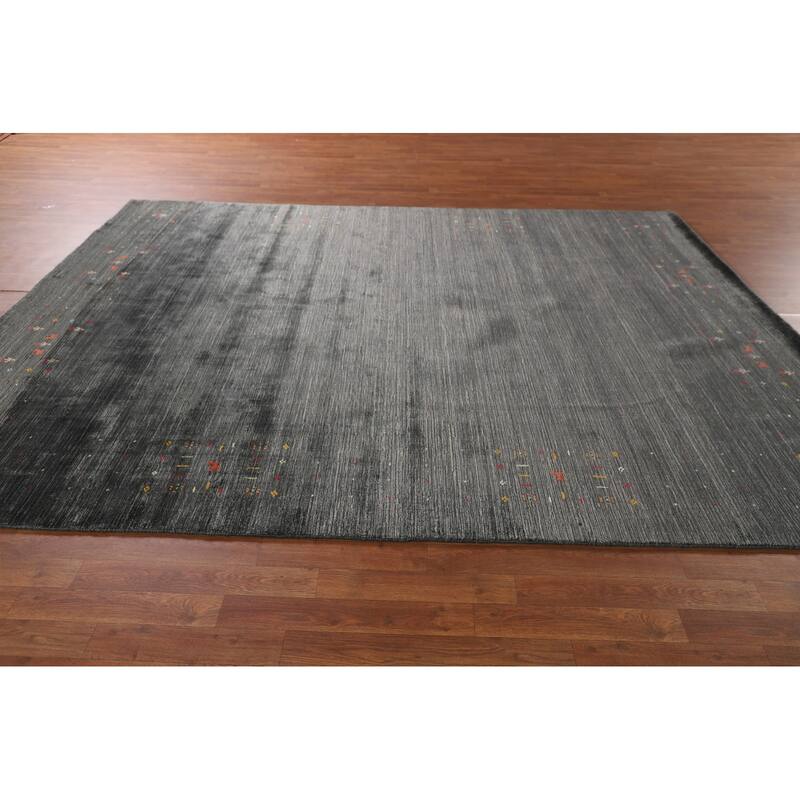 Tribal / Striped Gabbeh Oriental Area Rug Hand-Knotted Wool Carpet - 7'9" x 9'9"