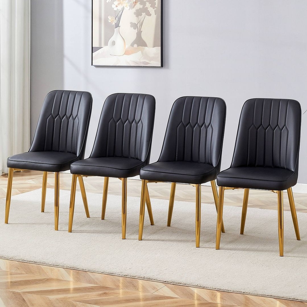 Dining Chairs with Sleek PU Leather Backrest, Modern Upholstered Dining Chair Set of 2/4