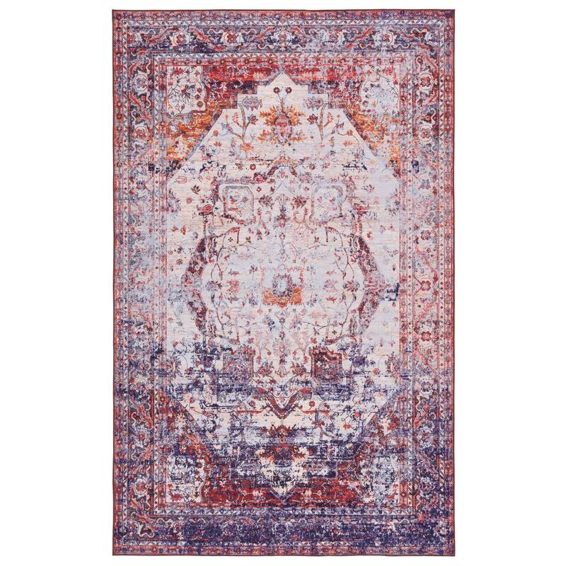 SAFAVIEH Tucson Marilia Transitional Machine Washable Rug - 6' x 9' - Beige/Red