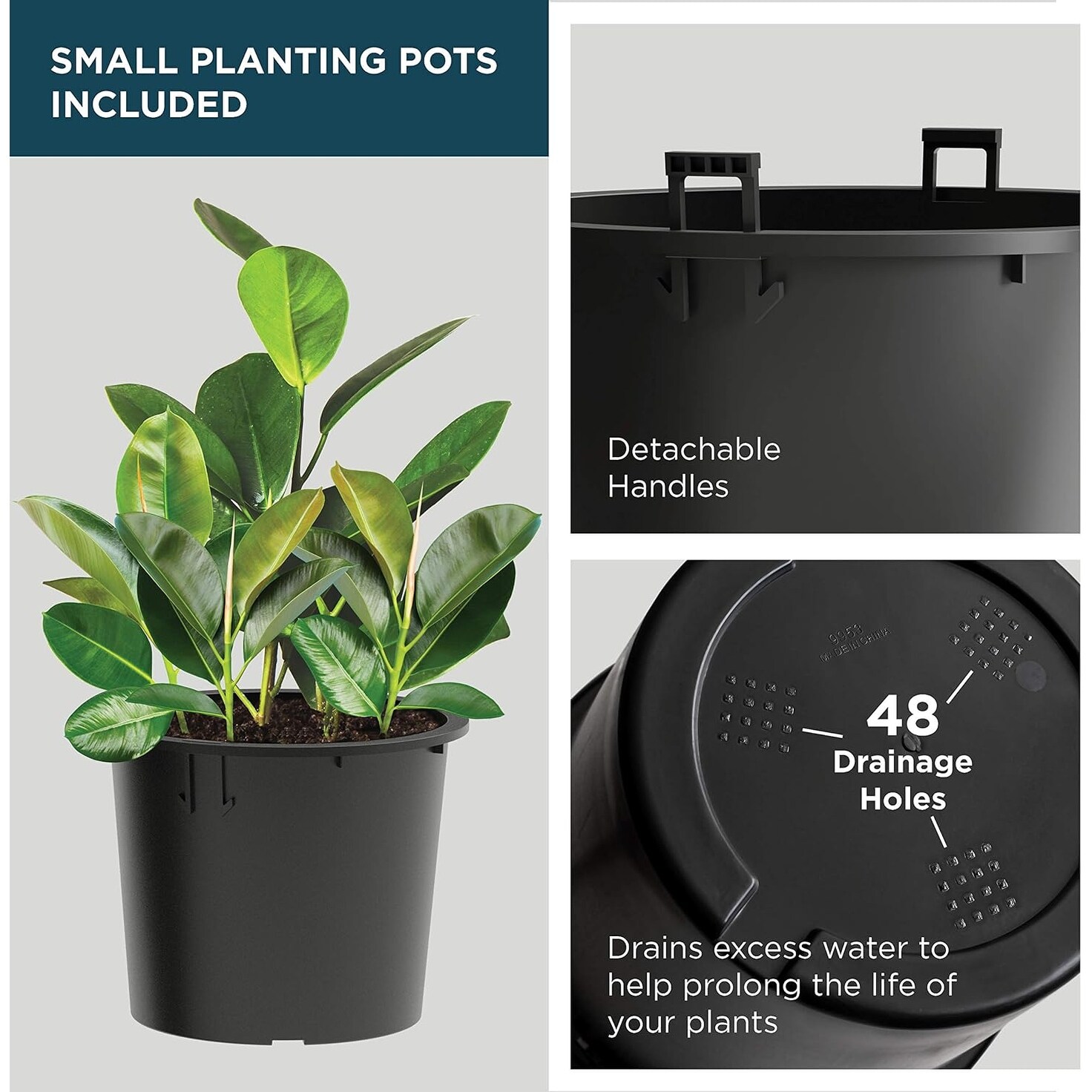 24 Inch Modern Round Plastic Large with Small 10 Inch Planting Pots,Set of  2 - Overstock - 40396428