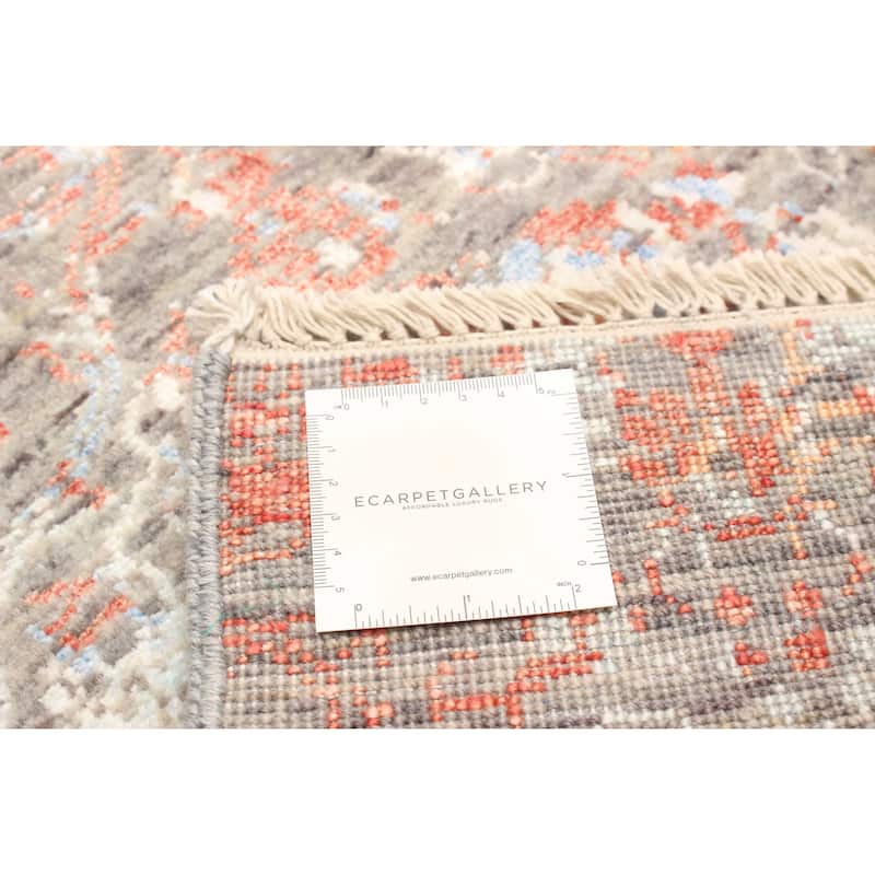 ECARPETGALLERY Hand-knotted Heritage Grey Silk, Wool Rug - 2' 7" x 13' 11"
