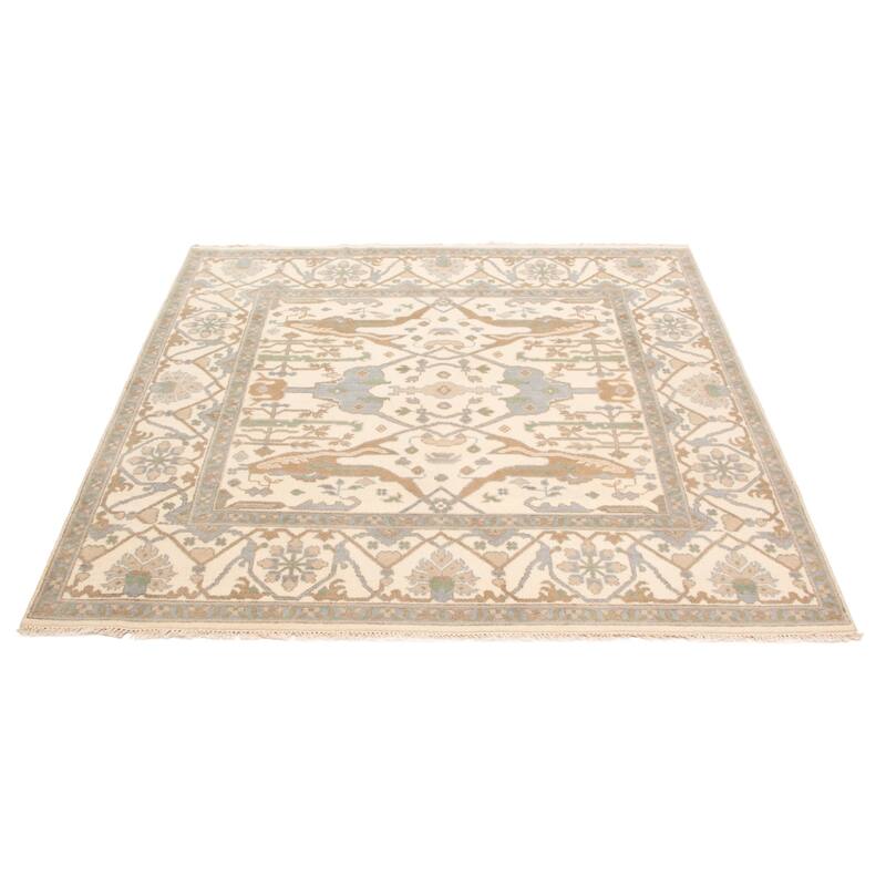 ECARPETGALLERY Hand-knotted Royal Oushak Cream Wool Rug - 8'0 x 8'0