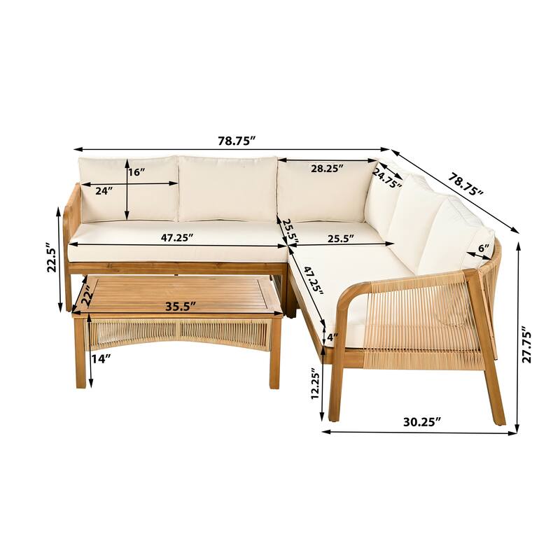 Christopher Knight Home - Orion Acacia Wood 4-Pieces Patio Chat Set