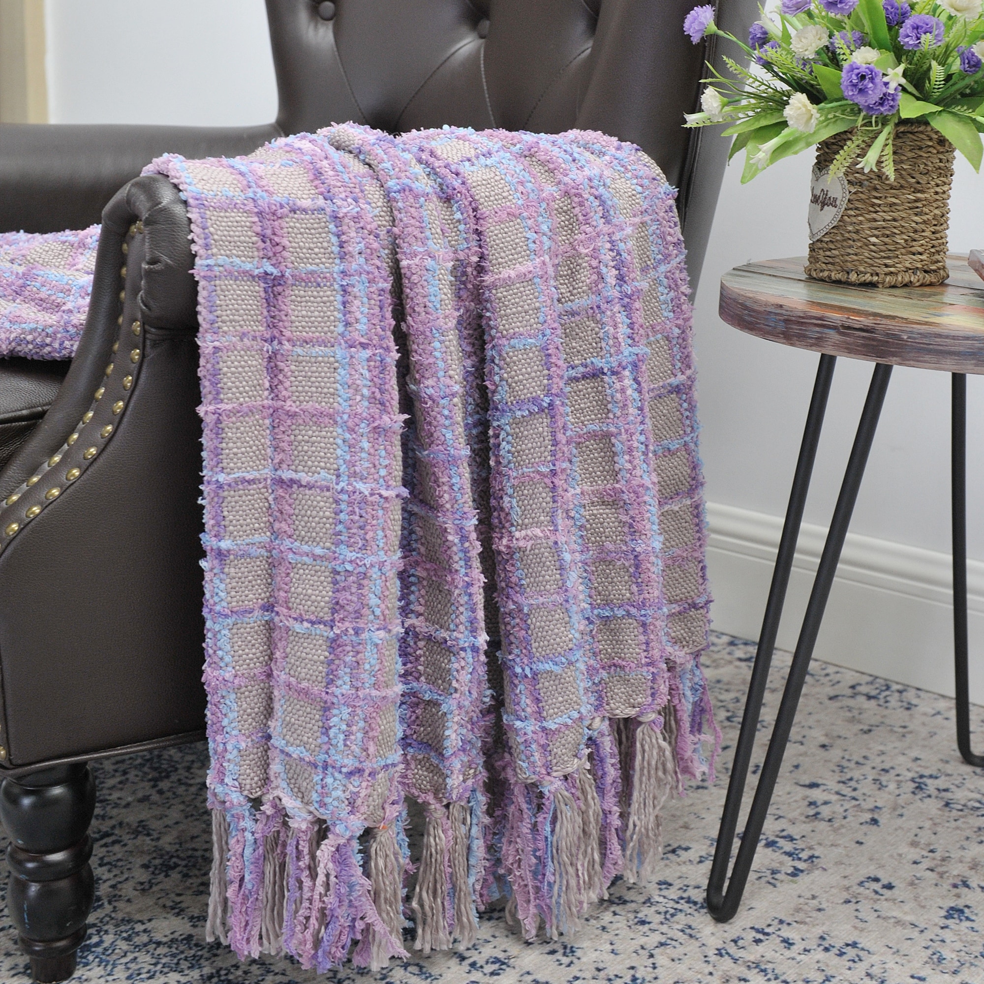 Purple hotsell chenille throw