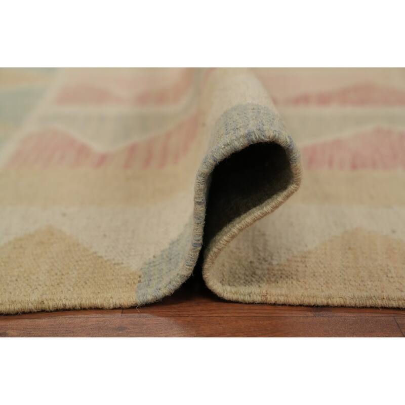 Hand Woven Oriental 100% Wool Carpet Southwestern Tribal Multi-Colored Kilim Area Rug - 9' 9'' X 6' 7''