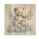 preview thumbnail 3 of 6, Designart 'Teddy Bear In Crib With Flowers II' Animals Bear Wood Wall Art - Natural Pine Wood