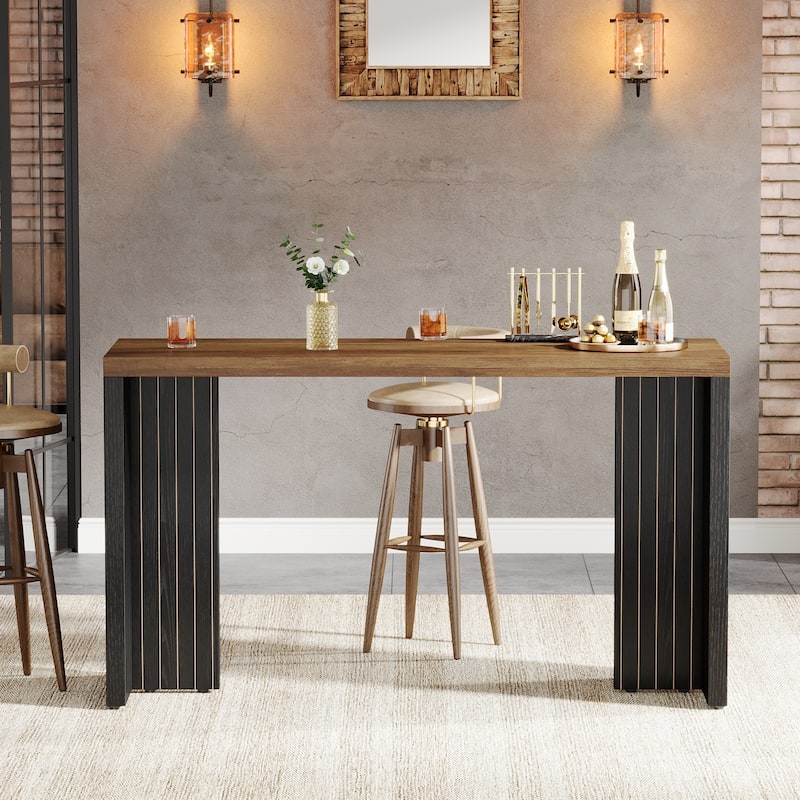 Home Bar Unit, 55.12-Inch Bar Table with Large Tabletop - 55.12" L x 19.69" W x 35.83" H