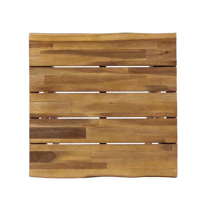 Acacia Wood Side Table with Cross Base