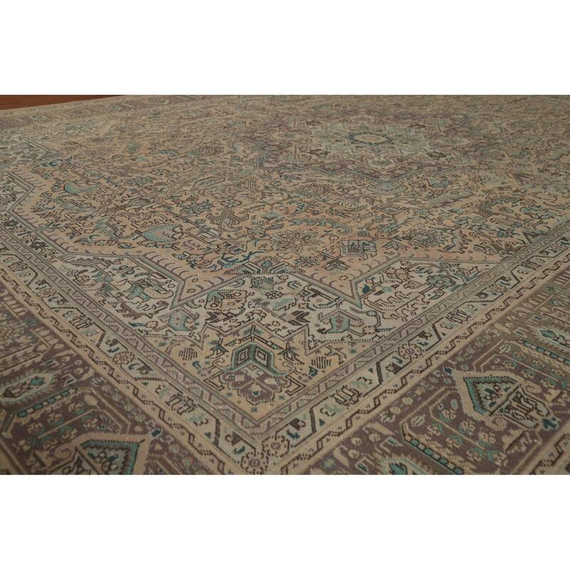 Tabriz Persian Vintage Area Rug Hand-Knotted Peach Wool Carpet - 8'4" x 11'3"