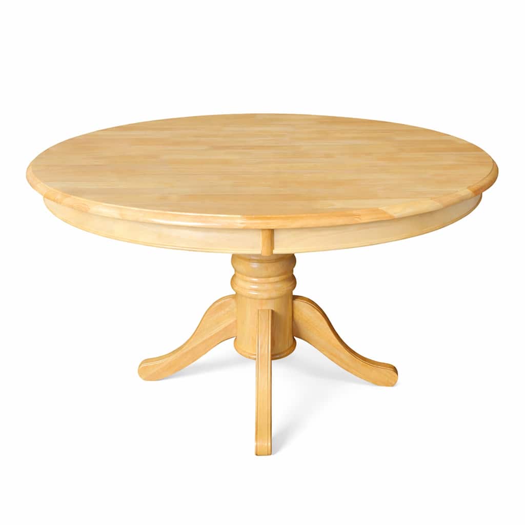 Modern 47 Inch Round Dining Table, Natural Wood Finish Solid Rubberwood