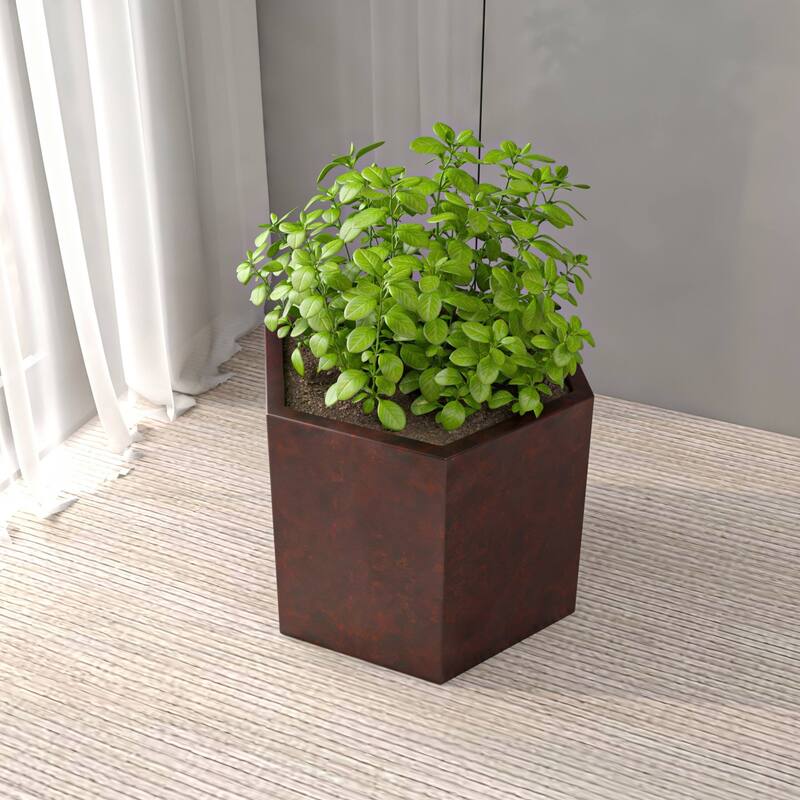 Thicket Hexagonal Fiberstone and MgO Clay Planter Pot Set with Drainage for Indoor Outdoor Home Office Patio Porch Yard Garden