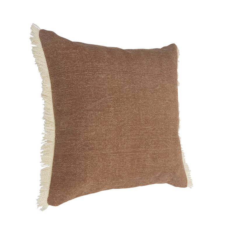 Sevita Hidalgo Cafe Cream Solid Square Cotton Throw Pillow