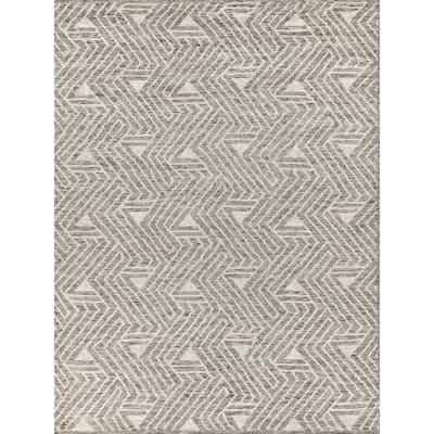 EXQUISITE RUGS Eaton Hand-knotted Wool/Bamboo Silk Charcoal/Ivory Area Rug.