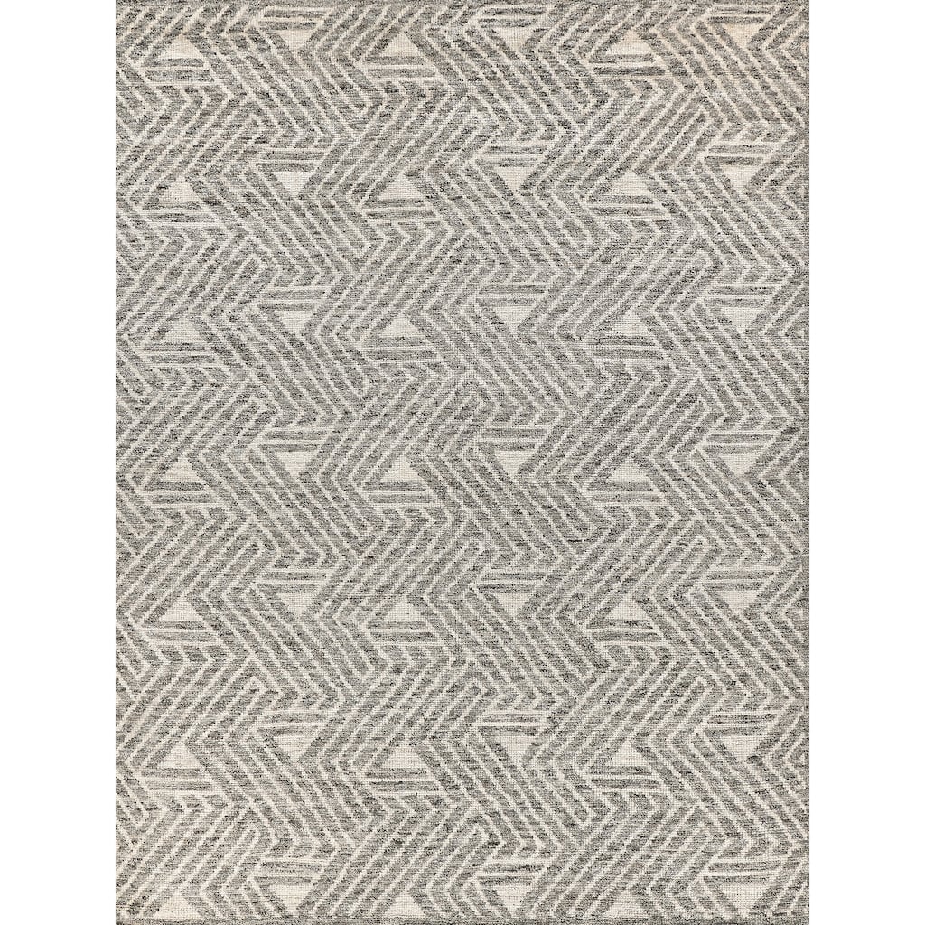EXQUISITE RUGS Eaton Hand-knotted Wool/Bamboo Silk Charcoal/Ivory Area Rug.