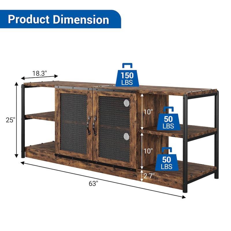 63" TV Stand Farmhouse Style TV Console Table