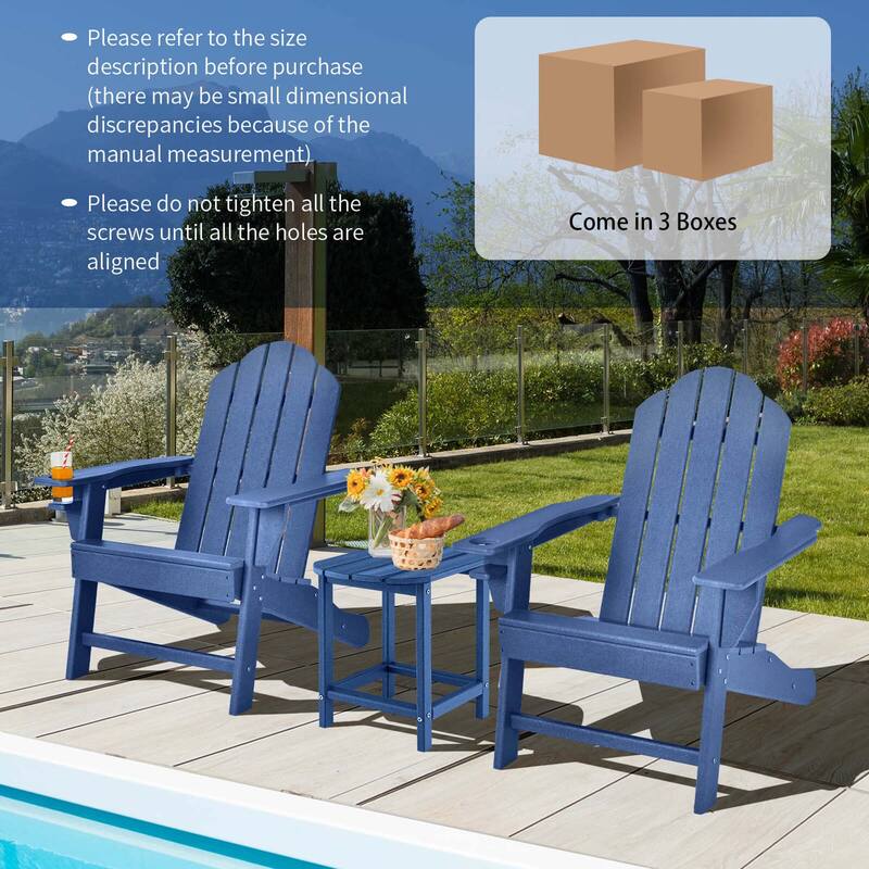 Costway 3 PCS Patio Adirondack Chair Side Table HDPE Weather Resistant - See Details
