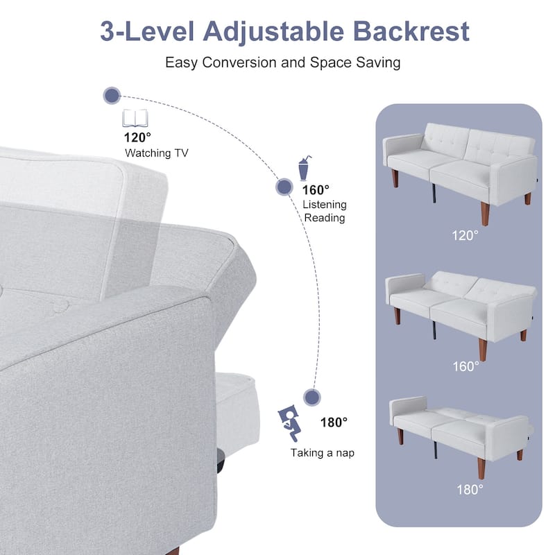 Futon Sofa Bed Couch Memory Foam Futon Convertible Couch Bed Sleeper for Living Room - 68.11"*30.11"*28.74"
