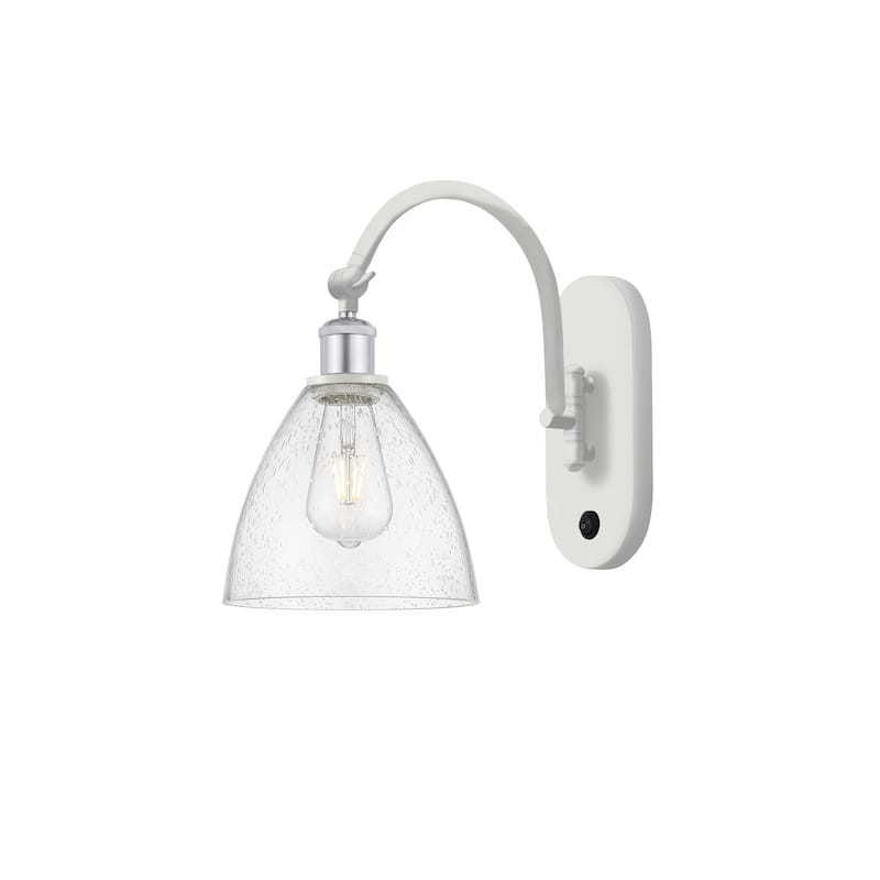 Innovations Lighting Ballston Bristol Glass - 1 Light 8" Sconce - Arm Swivels Side To Side - Seedy/White and Polished Chrome