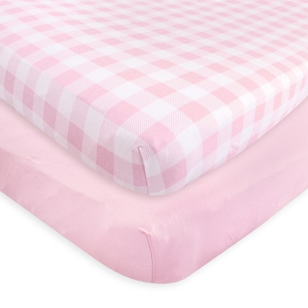 slide 1 of 1, Touched by Nature Baby Girl Organic Cotton Crib Sheet, Plaid Solid Light Pink, One Size - Plaid Solid Light Pink - One Size One Size - Plaid Solid Light Pink