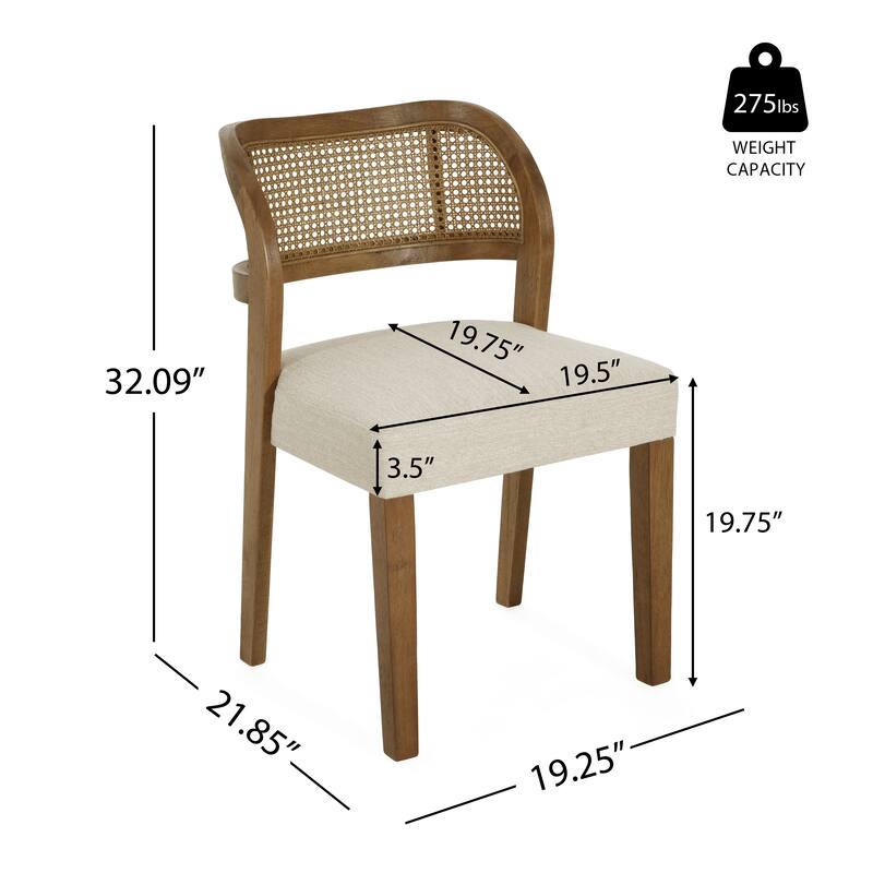 Christopher Knight Home - Minimalist 19.25"W Wood Dining Chairs Set with Hand-Woven Curved Backrest & Upholstered Seat
