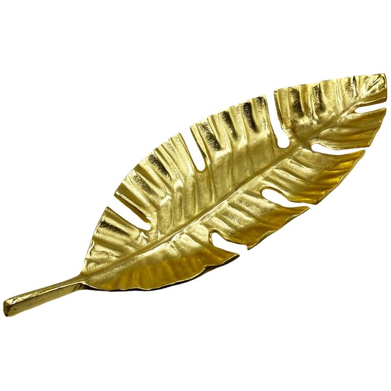 23 Inch Wide Decorative Handmade Aluminum Leaf Fruit Tray - 23 x 8 x 2.5 in