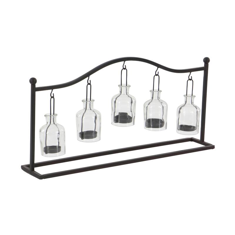 Multi Colored or Black Metal Hanging Bottle Decorative Indoor Outdoor Candle Lantern