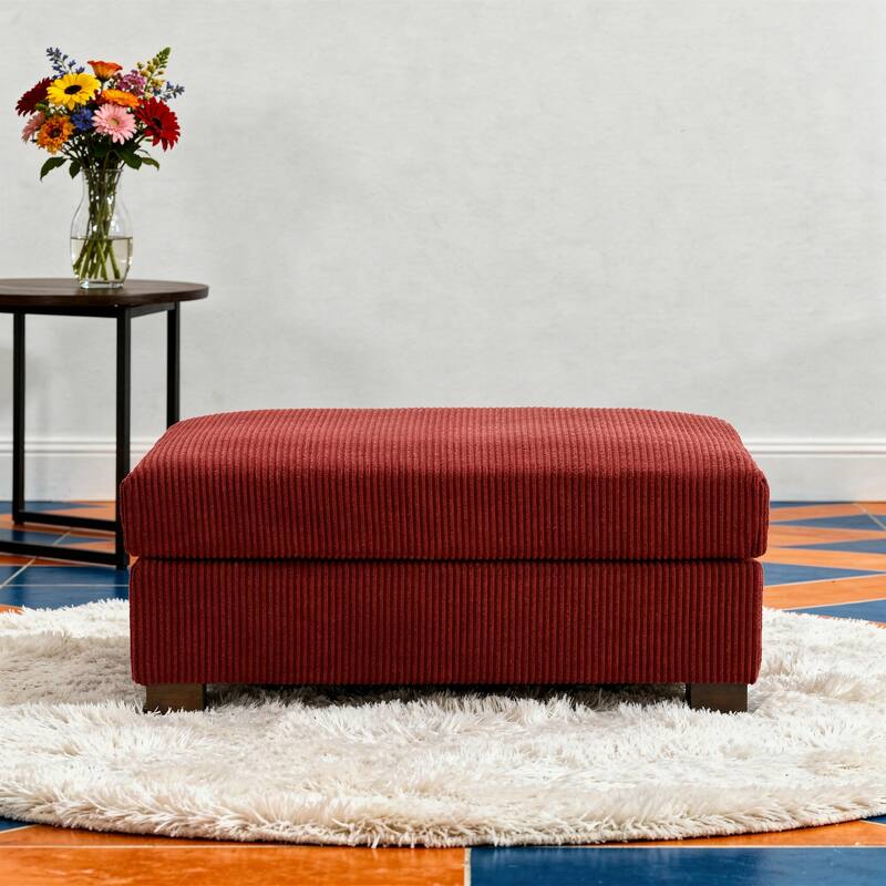 Modern Oversized striped Corduroy Ottoman