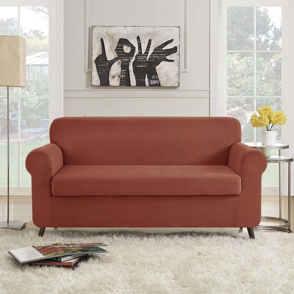 Stretch Pen Pal Two Piece Sofa Slipcover