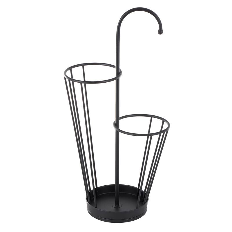 Gold or Black Metal 2 Section Umbrella Stand with Umbrella Shaped Handle