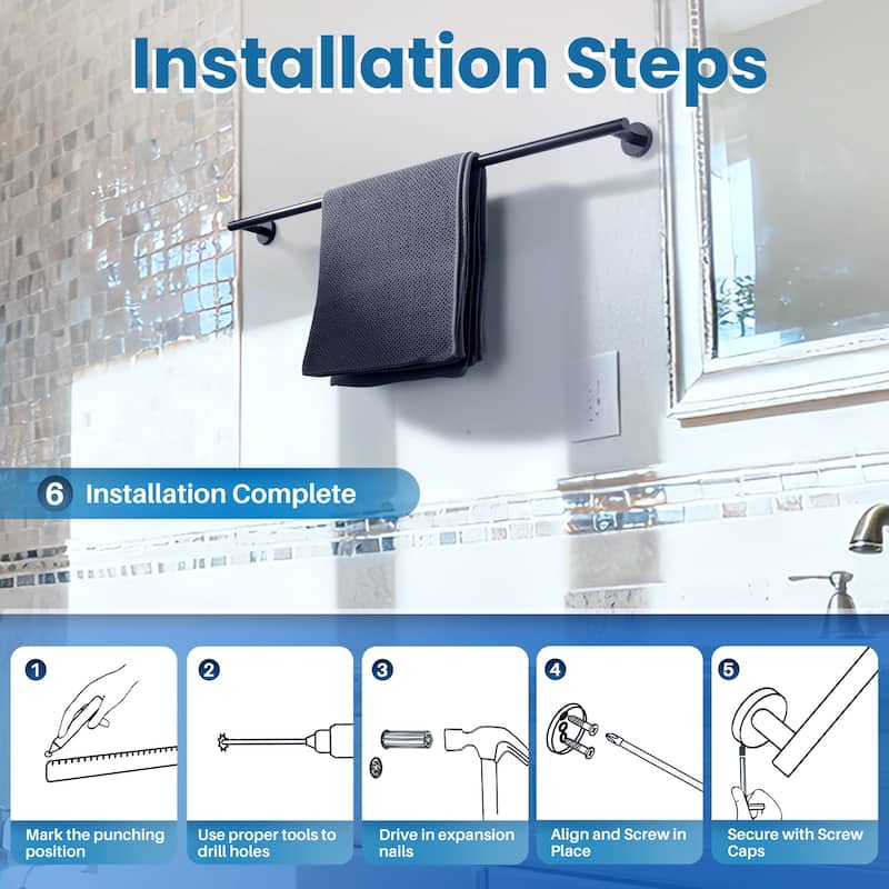 WOWOW Mutiple Length Wall Mounted Stainless Steel Towel Bar