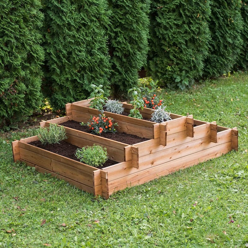 Wooden Garden On-Ground Raised Beds - 55"L x 44.5"W x 14.6"H