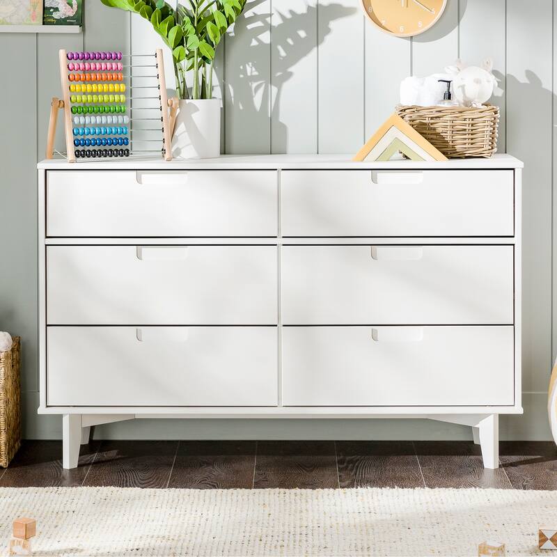 Middlebrook Gammelstaden Mid-Century Solid Wood 6-Drawer Dresser - White