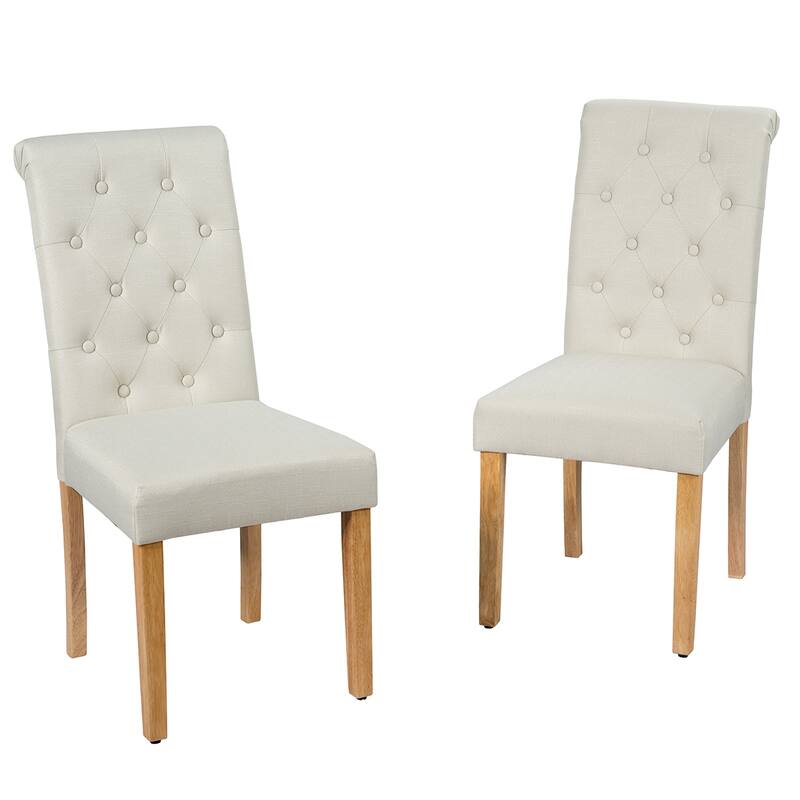 Costway Set of 2 Parsons Upholstered Fabric Chair with Wooden Legs