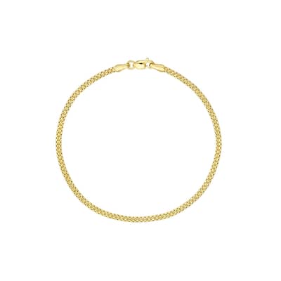 Curata 14k Yellow Gold 7.5" 2.5mm Bismark Chain Layering Bracelet