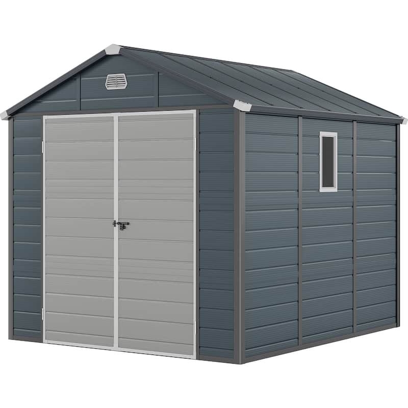 Moasis Outdoor Resin Storage Shed - Grey - 7.9 x 9.1 FT