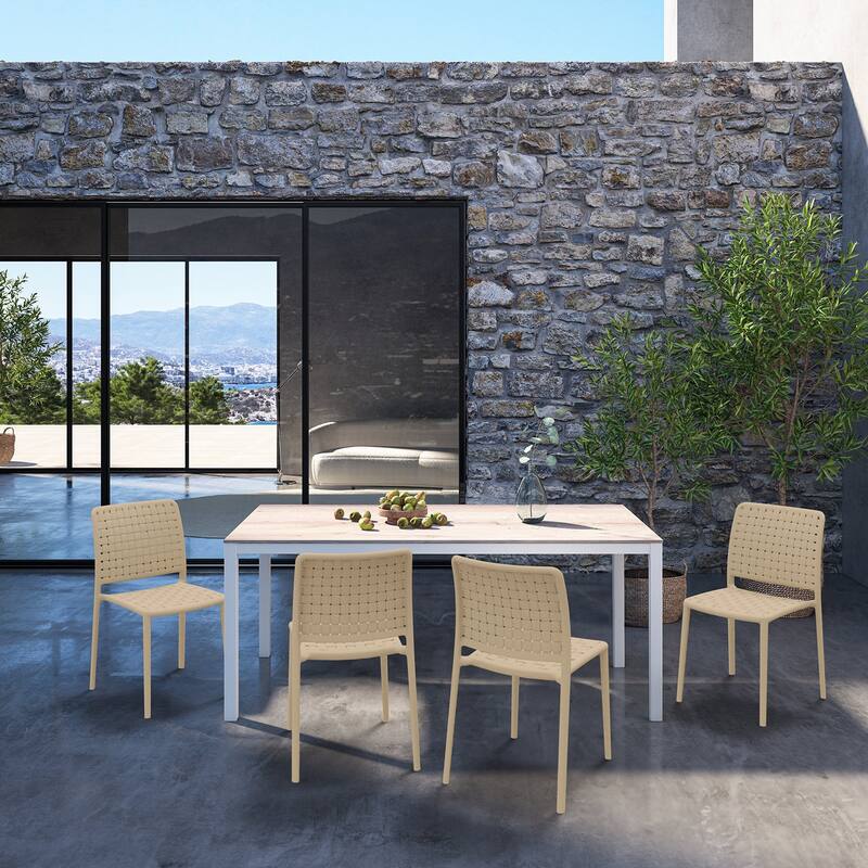 WRGHOME Modern Stacking Patio Dining Side Chair Indoor/Outdoor (Set of 2) - 33.18'' H X 18.50'' W X 21.85'' D