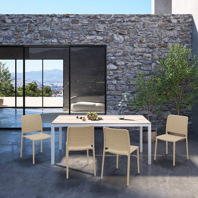 WRGHOME Modern Stacking Patio Dining Side Chair Indoor/Outdoor (Set of 2) - 33.18'' H X 18.50'' W X 21.85'' D