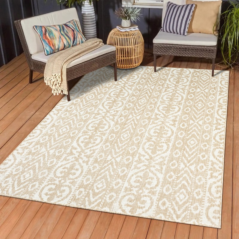 Sevita Sadie Ikat Striped Durable Performance Indoor/Outdoor Area Rug
