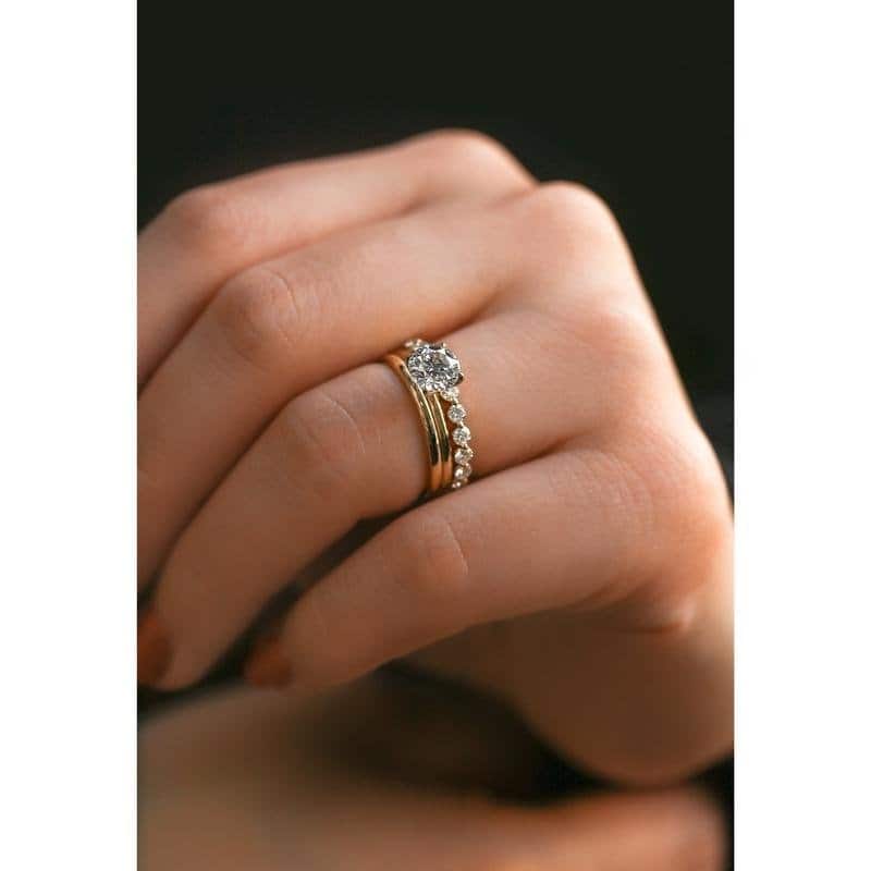 Annello by Kobelli 14k Gold 1ct Round Certified Lab Grown Diamond Floating Tulip Solitaire Bridal Set (IJ/SI)