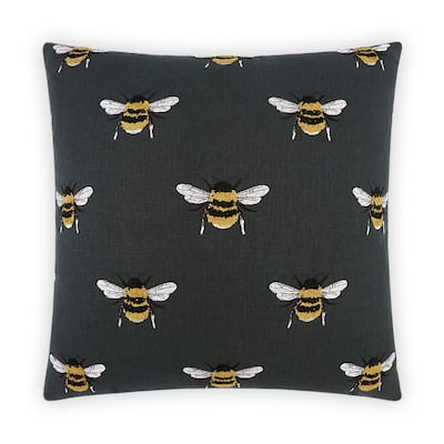 Busy Bee Charcoal Decorative Throw Pillow
