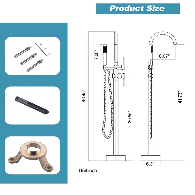WOWOW Double Handle Freestanding Tub Faucet with Handheld Shower